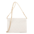 Shoulder Bag Vintage Pearl Wallet on Chain White Calfskin Quilted Leather