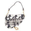 Bolso de Hombro Stars de Lona Oblicua Bordada con Diseño de Montura en Azul Marino