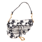 Bolso de Hombro Stars de Lona Oblicua Bordada con Diseño de Montura en Azul Marino