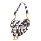 Bolso de Hombro Stars de Lona Oblicua Bordada con Diseño de Montura en Azul Marino