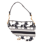 Bolso de Hombro Stars de Lona Oblicua Bordada con Diseño de Montura en Azul Marino