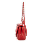 Sac à bandoulière double surpiqûre simple rabat rouge chevron double surpiqûre cuir matelassé