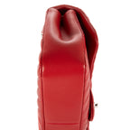 Sac à bandoulière double surpiqûre simple rabat rouge chevron double surpiqûre cuir matelassé
