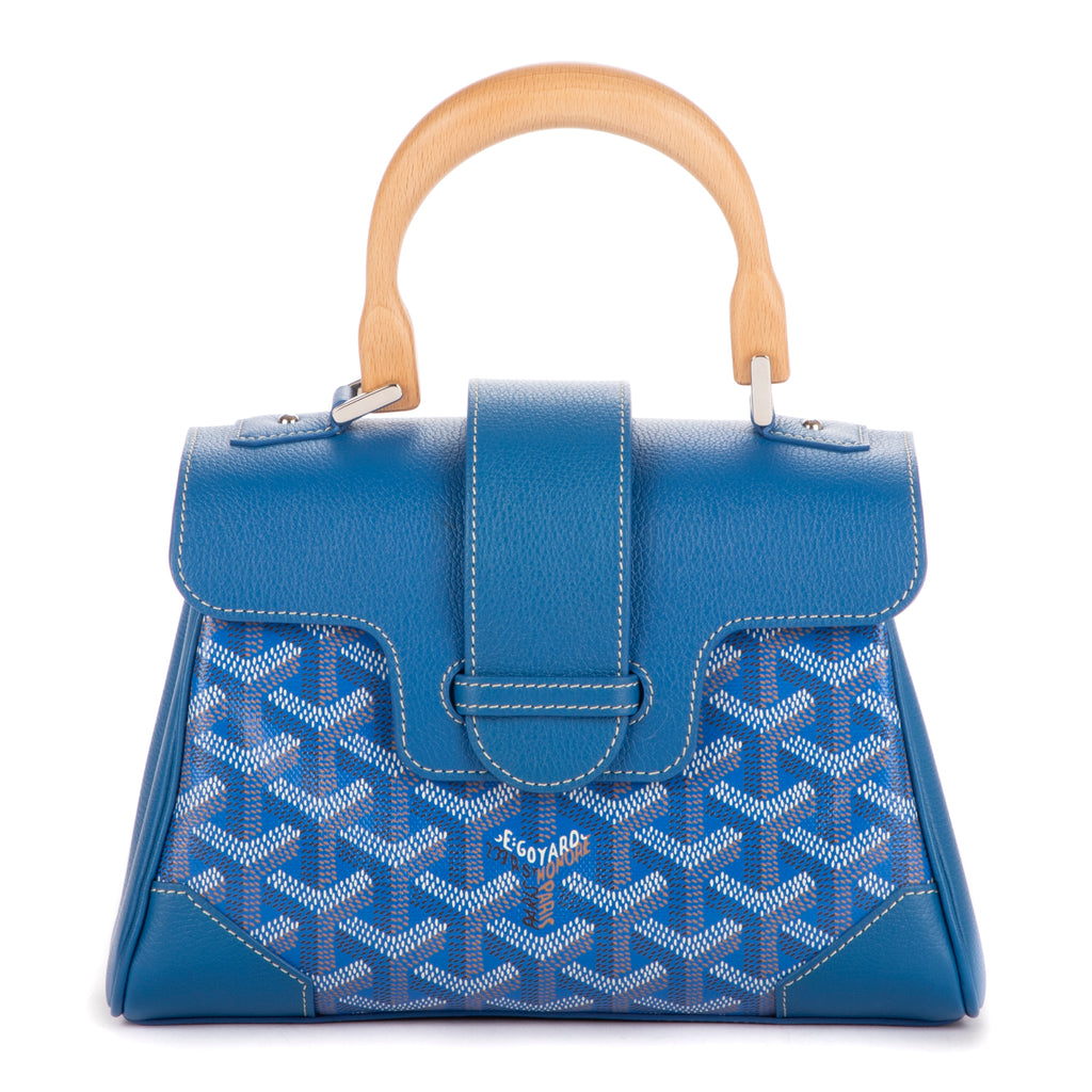 Bolso de mano Saigon Mini de lona revestida Goyardine azul