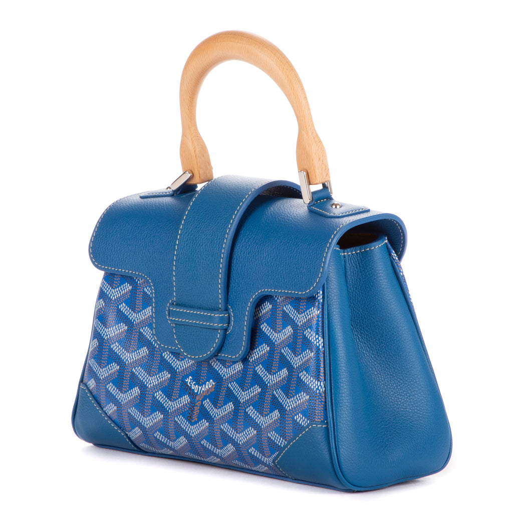Bolso de mano Saigon Mini de lona revestida Goyardine azul