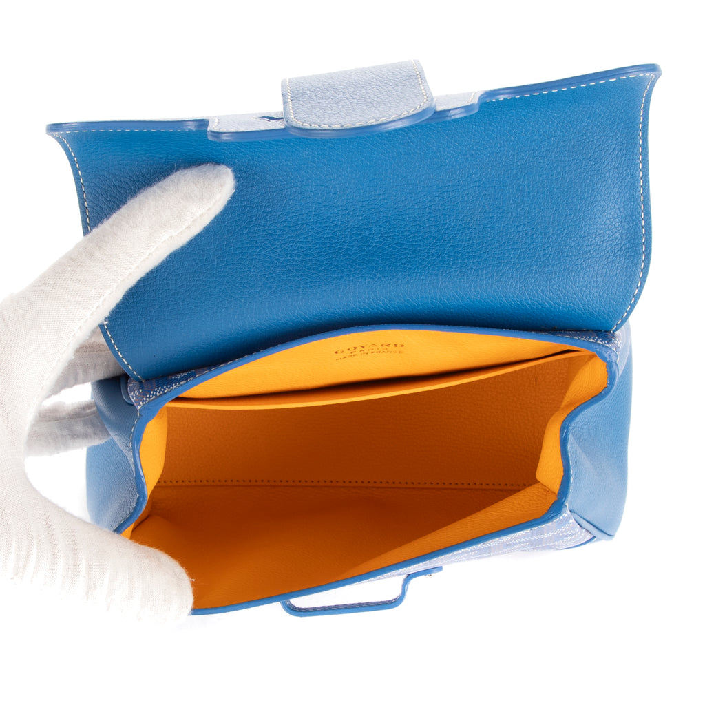 Bolso de mano Saigon Mini de lona revestida Goyardine azul