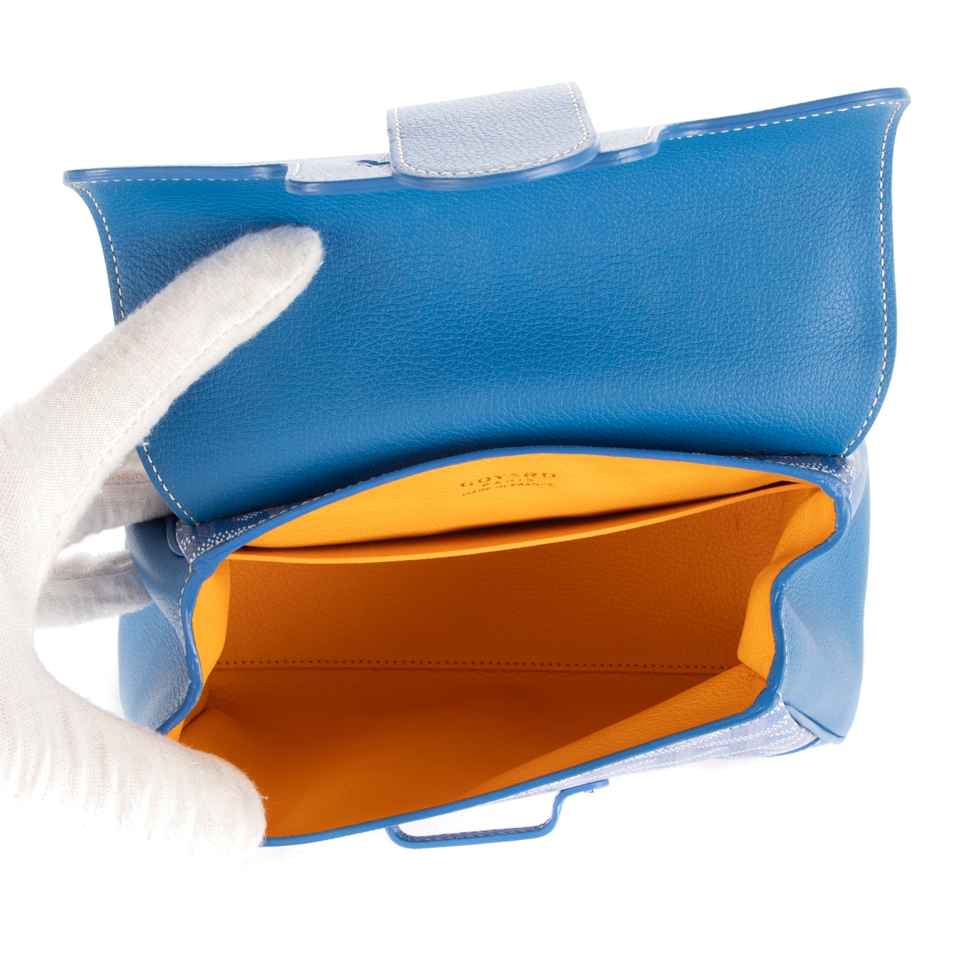 Bolso de mano Saigon Mini de lona revestida Goyardine azul