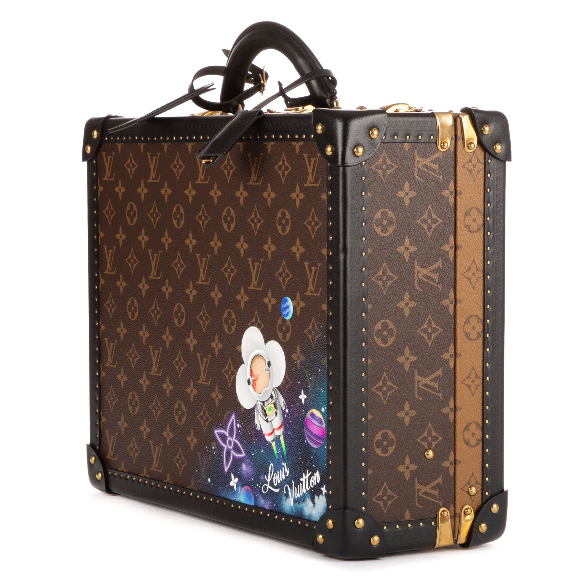 Travel Bag Ltd. Ed. Vivienne Astronaute Cotteville Trunk 40 Brown Vivienne Astronaute Monogram Reverse Canvas