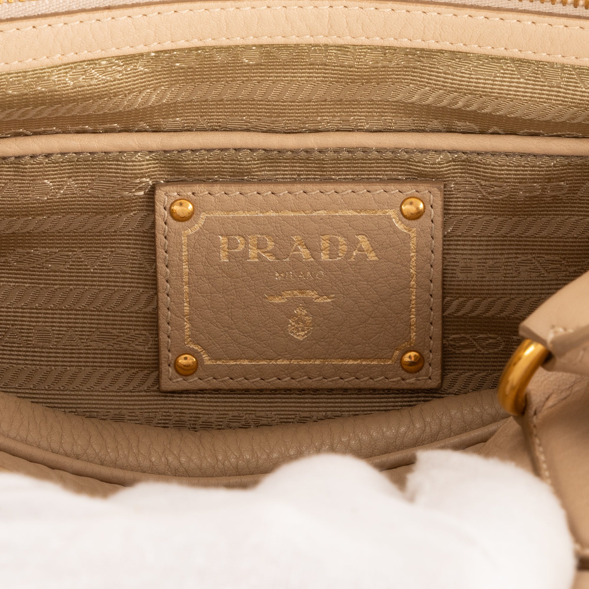 Shoulder Bag Zip Bowler Cream Vitello Daino Leather