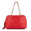 Shoulder Bag Soho Fringe Chain tote Red Pebbled Leather
