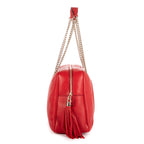 Shoulder Bag Soho Fringe Chain tote Red Pebbled Leather