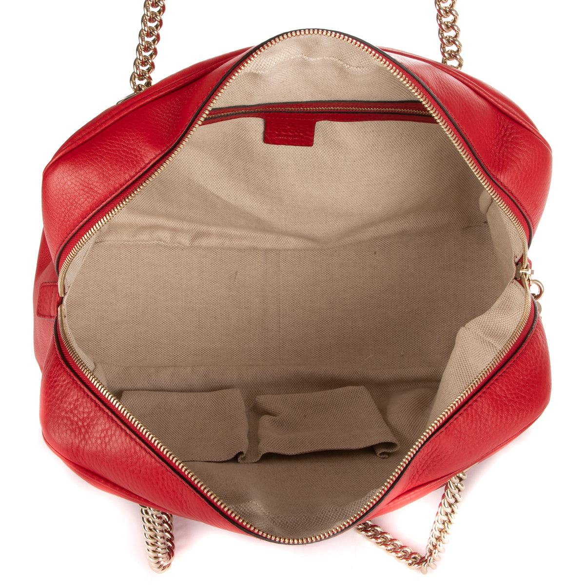 Shoulder Bag Soho Fringe Chain tote Red Pebbled Leather