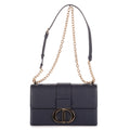 Bolso de hombro Montaigne 30 de cuero granulado azul marino