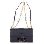 Bolso de hombro Montaigne 30 de cuero granulado azul marino