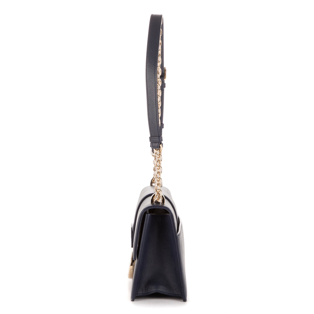 Bolso de hombro Montaigne 30 de cuero granulado azul marino