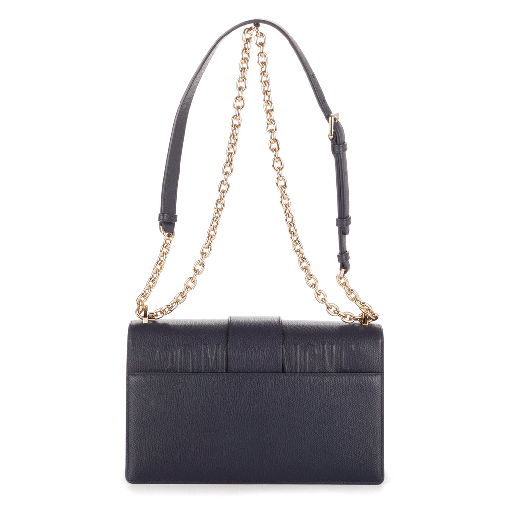 Bolso de hombro Montaigne 30 de cuero granulado azul marino