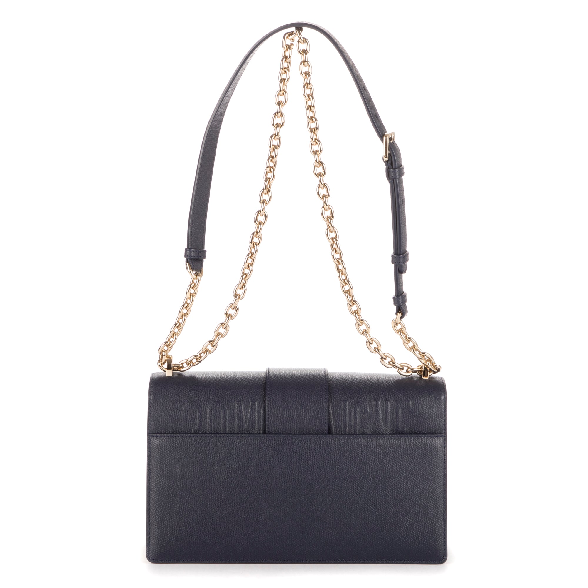 Bolso de hombro Montaigne 30 de cuero granulado azul marino