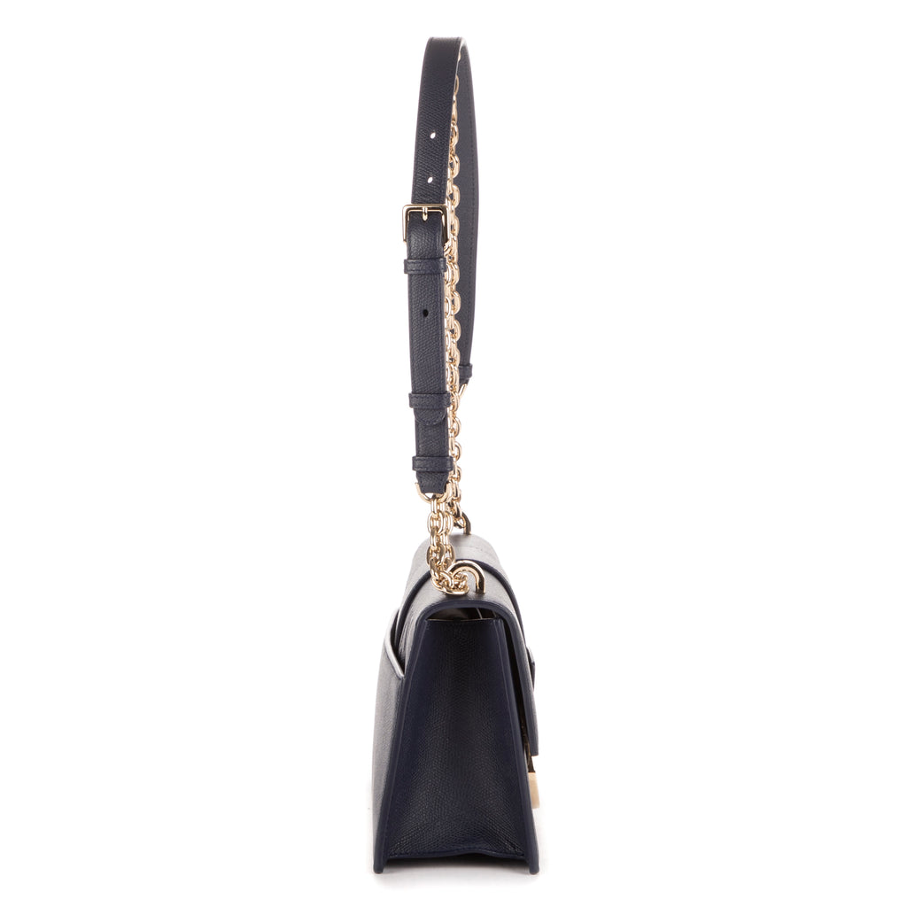 Bolso de hombro Montaigne 30 de cuero granulado azul marino