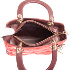Bolso de mano mediano Lady Dior con cremallera PM, piel de becerro roja con motivo Cannage