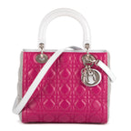 Bolso Mediano Lady Dior Zip PM Piel de Becerro Rosa Cannage