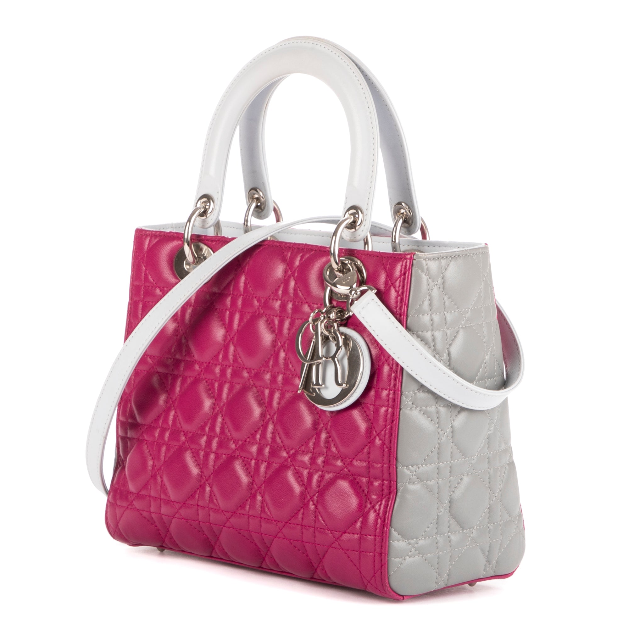 Bolso Mediano Lady Dior Zip PM Piel de Becerro Rosa Cannage