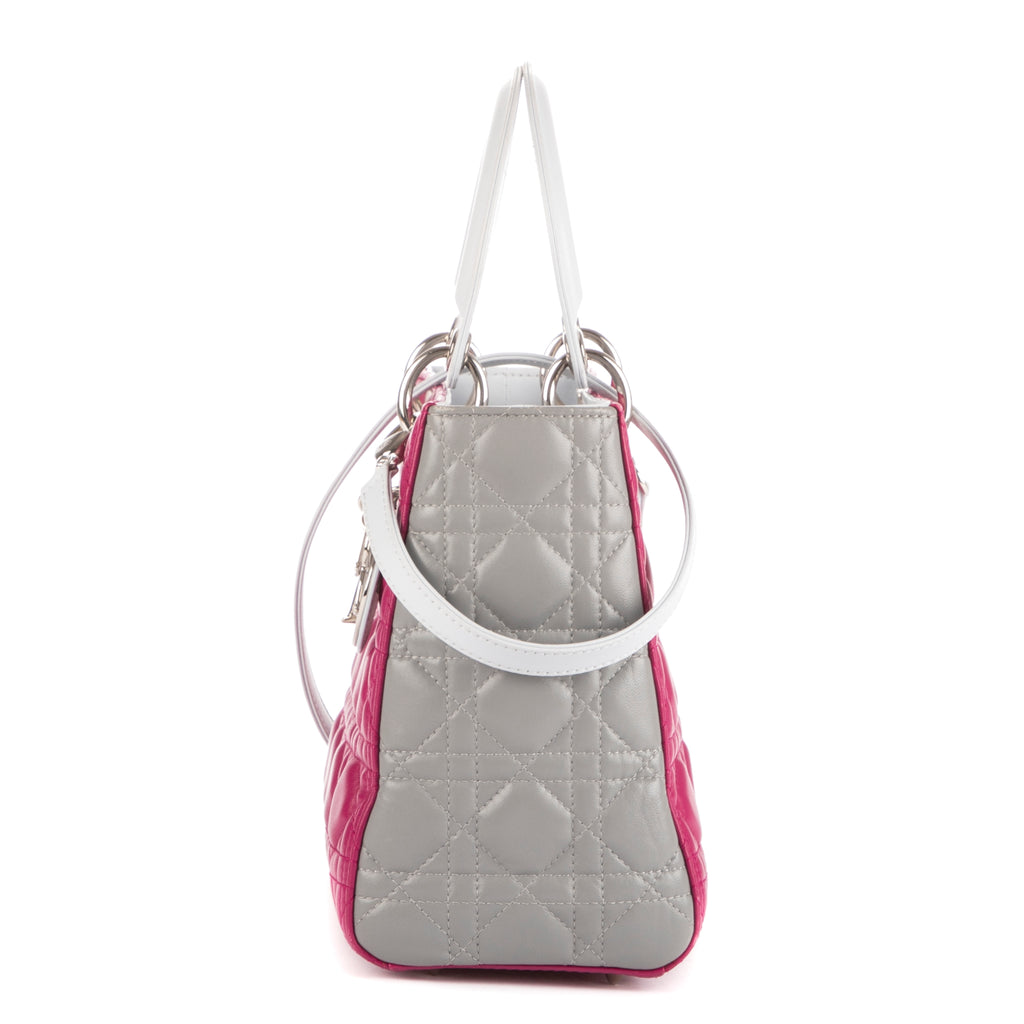 Bolso Mediano Lady Dior Zip PM Piel de Becerro Rosa Cannage