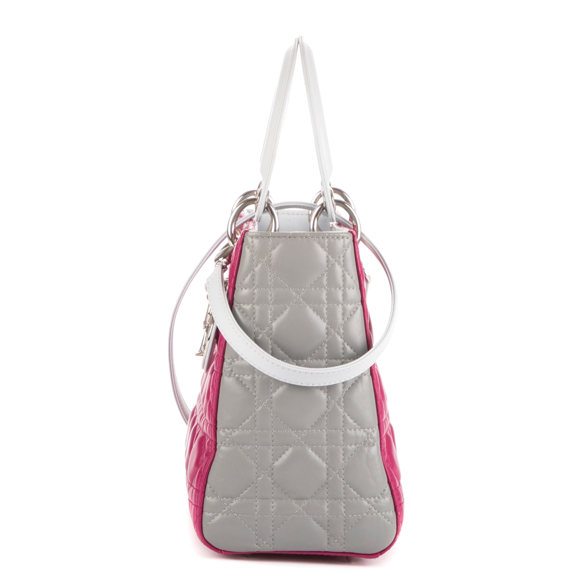 Bolso Mediano Lady Dior Zip PM Piel de Becerro Rosa Cannage