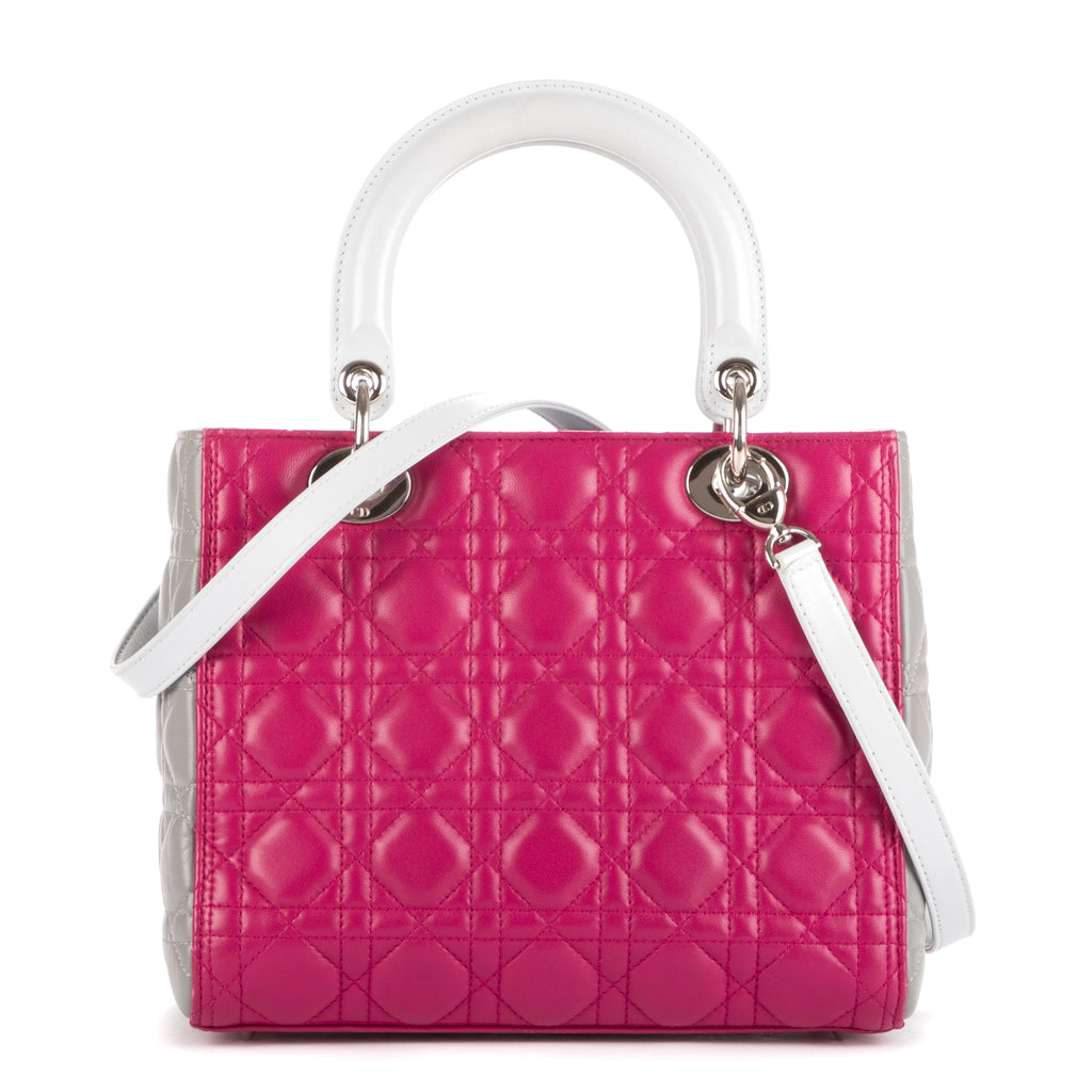 Bolso Mediano Lady Dior Zip PM Piel de Becerro Rosa Cannage