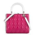 Bolso Mediano Lady Dior Zip PM Piel de Becerro Rosa Cannage