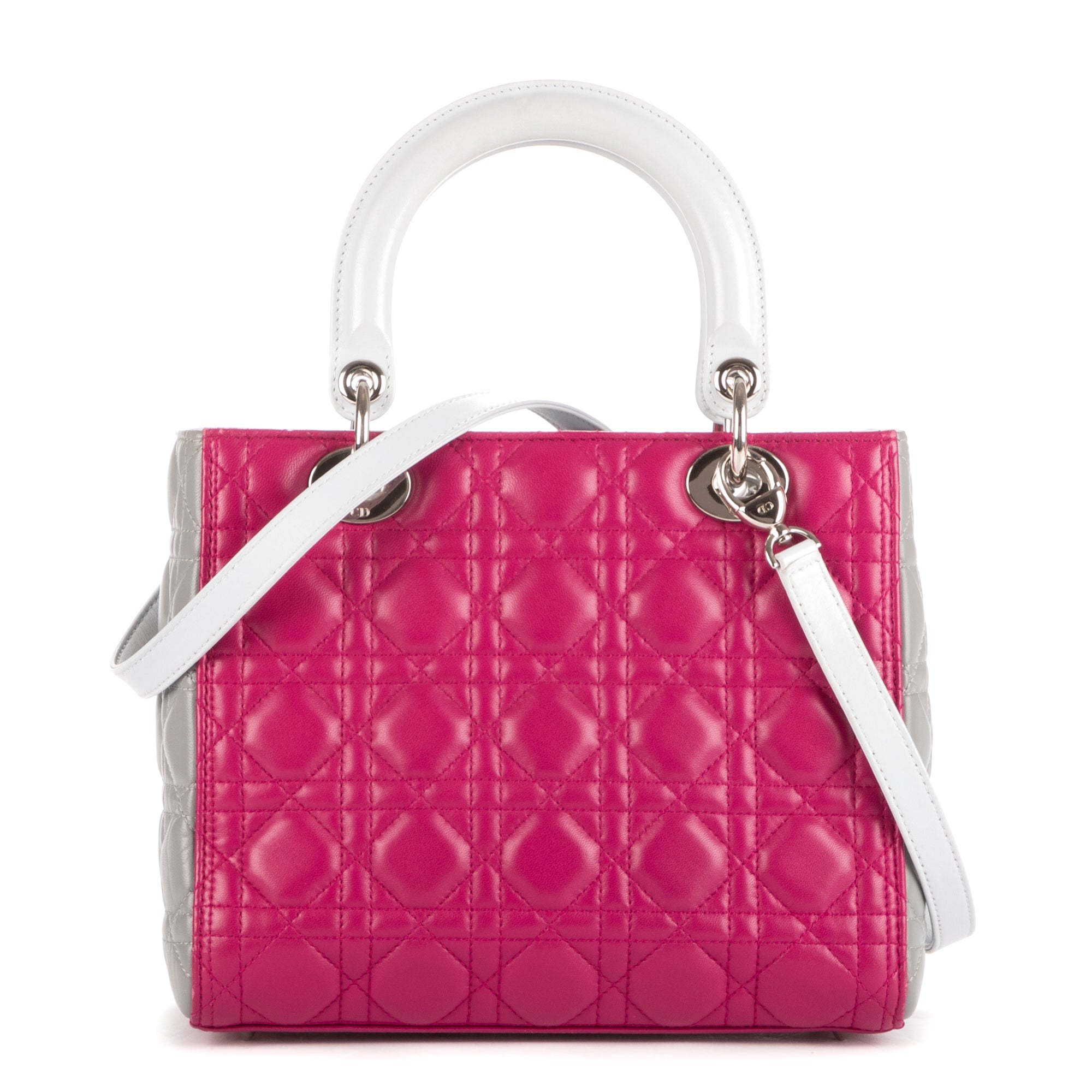 Bolso Mediano Lady Dior Zip PM Piel de Becerro Rosa Cannage