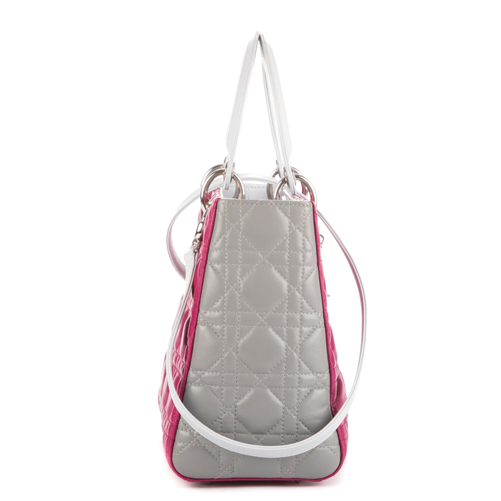 Bolso Mediano Lady Dior Zip PM Piel de Becerro Rosa Cannage