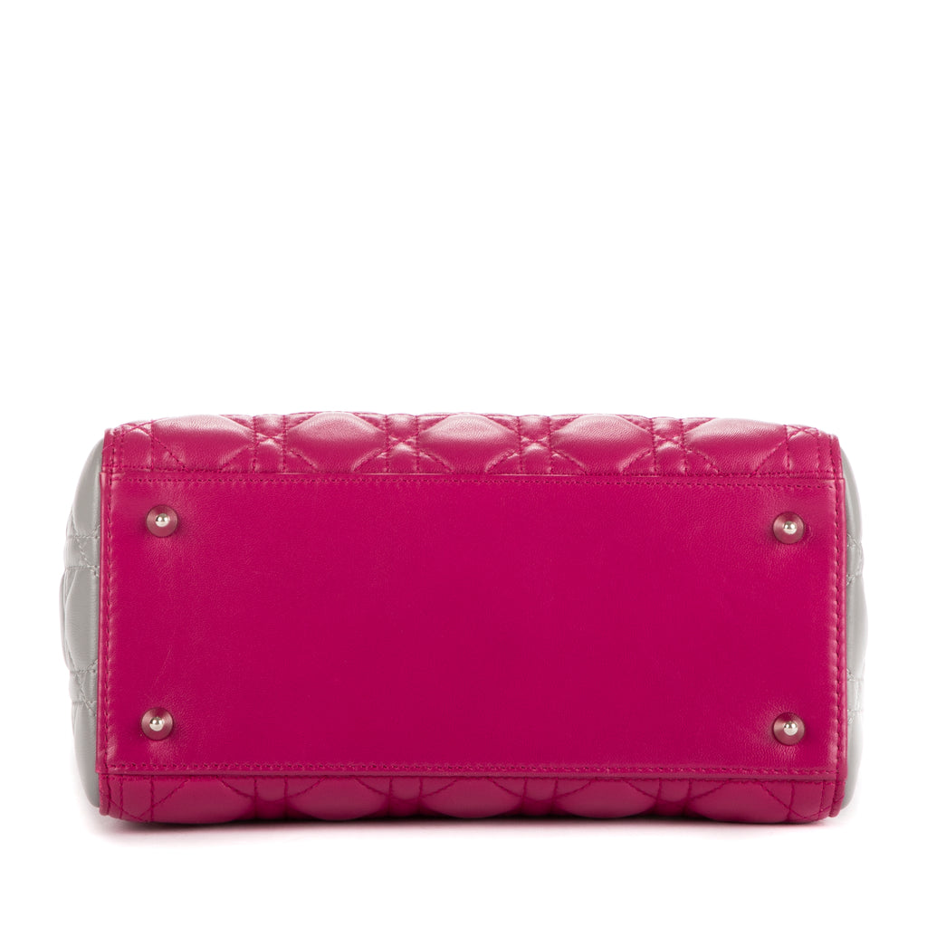 Bolso Mediano Lady Dior Zip PM Piel de Becerro Rosa Cannage