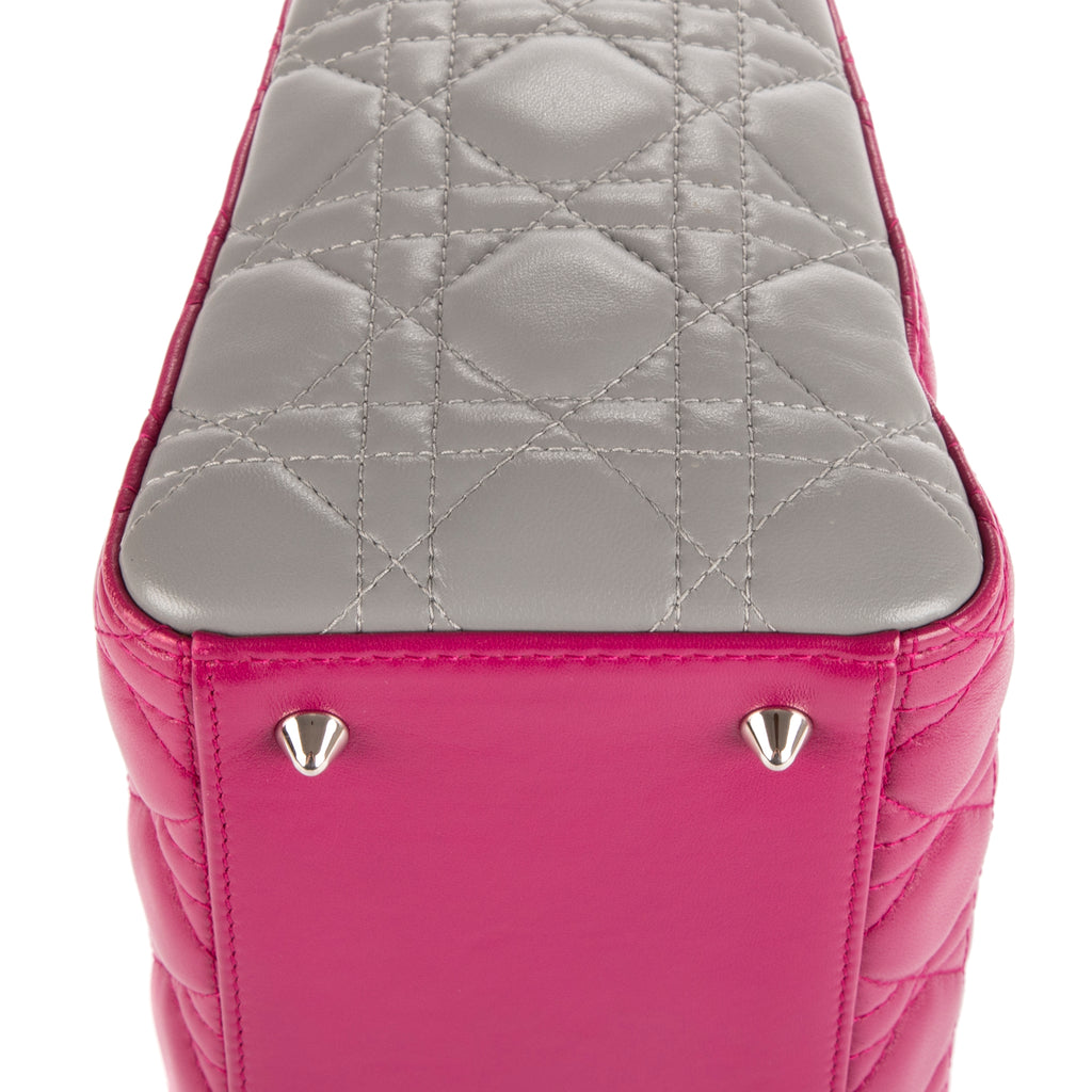 Bolso Mediano Lady Dior Zip PM Piel de Becerro Rosa Cannage