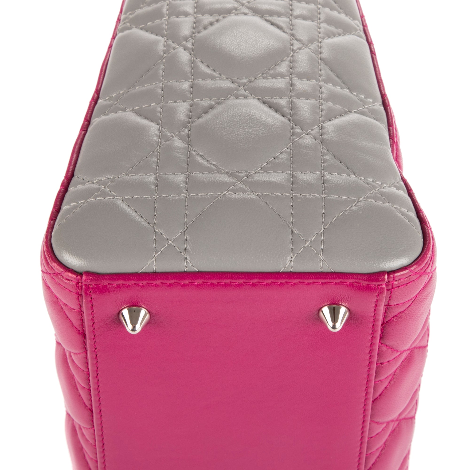 Bolso Mediano Lady Dior Zip PM Piel de Becerro Rosa Cannage