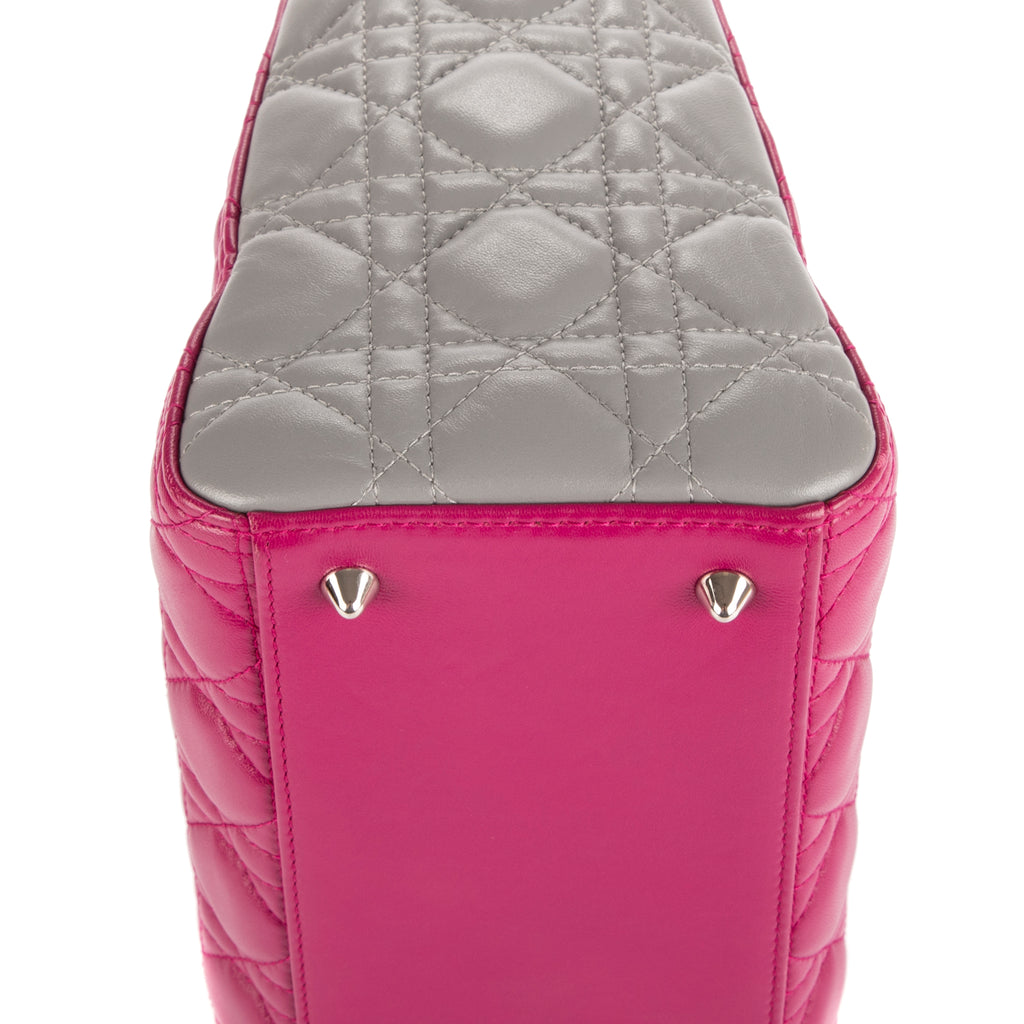 Bolso Mediano Lady Dior Zip PM Piel de Becerro Rosa Cannage