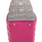 Bolso Mediano Lady Dior Zip PM Piel de Becerro Rosa Cannage