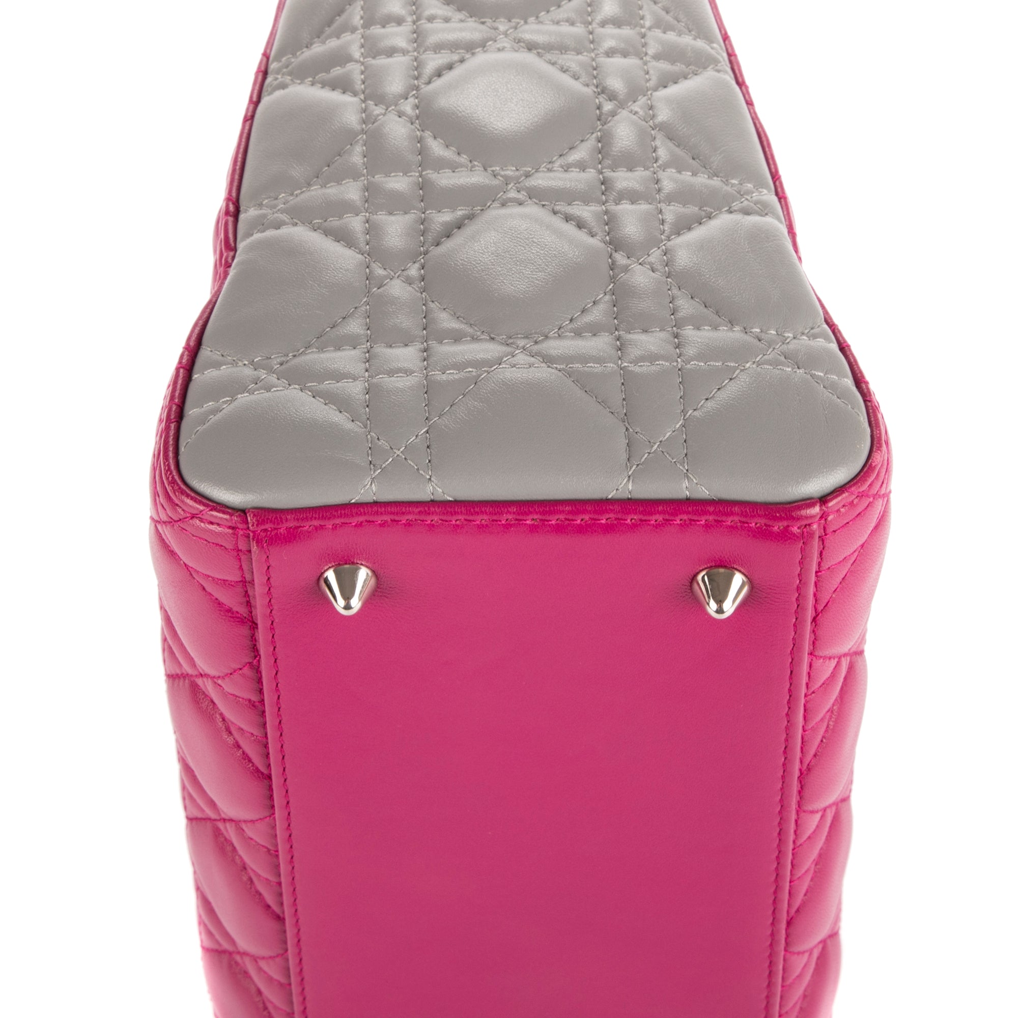 Bolso Mediano Lady Dior Zip PM Piel de Becerro Rosa Cannage