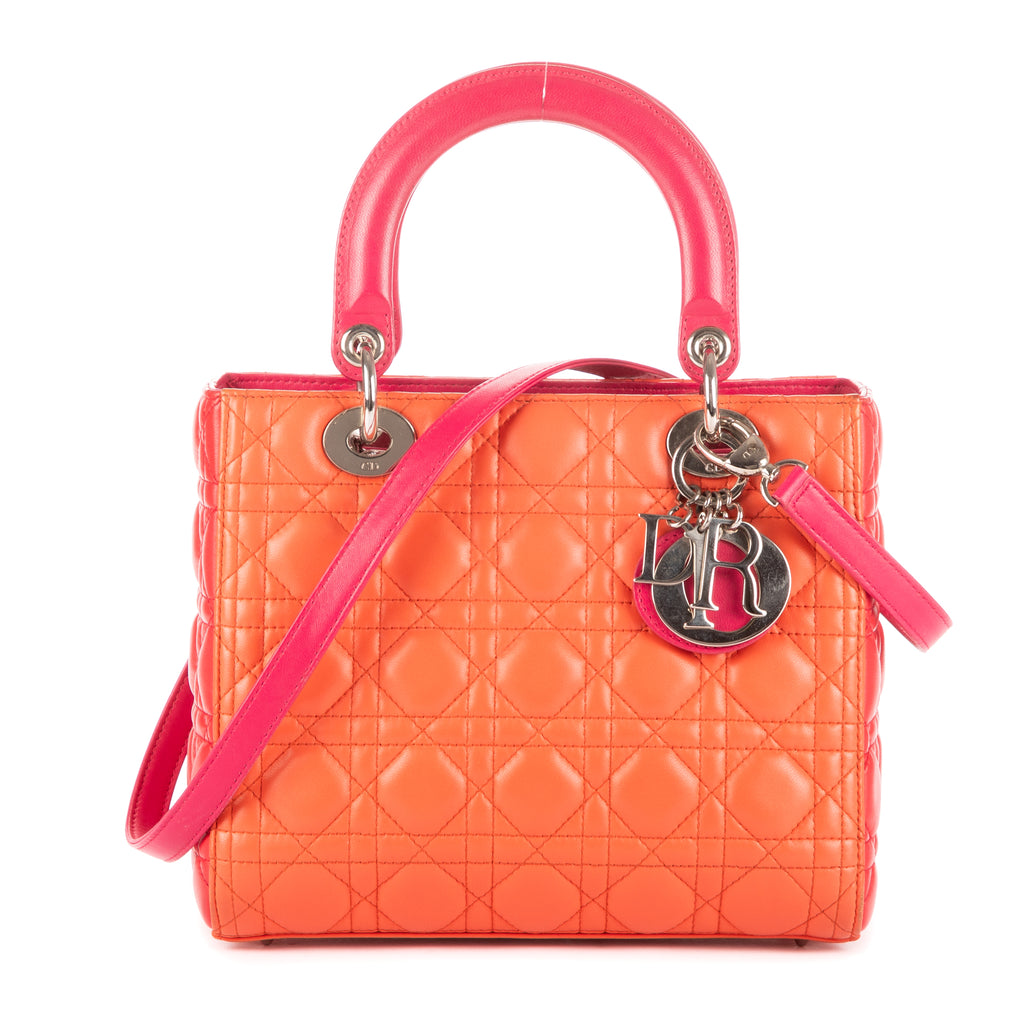Dior - Lady Dior Medium à fermeture éclair - Orange/Rouge/Rose