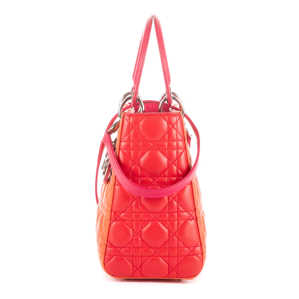 Dior - Lady Dior Medium à fermeture éclair - Orange/Rouge/Rose