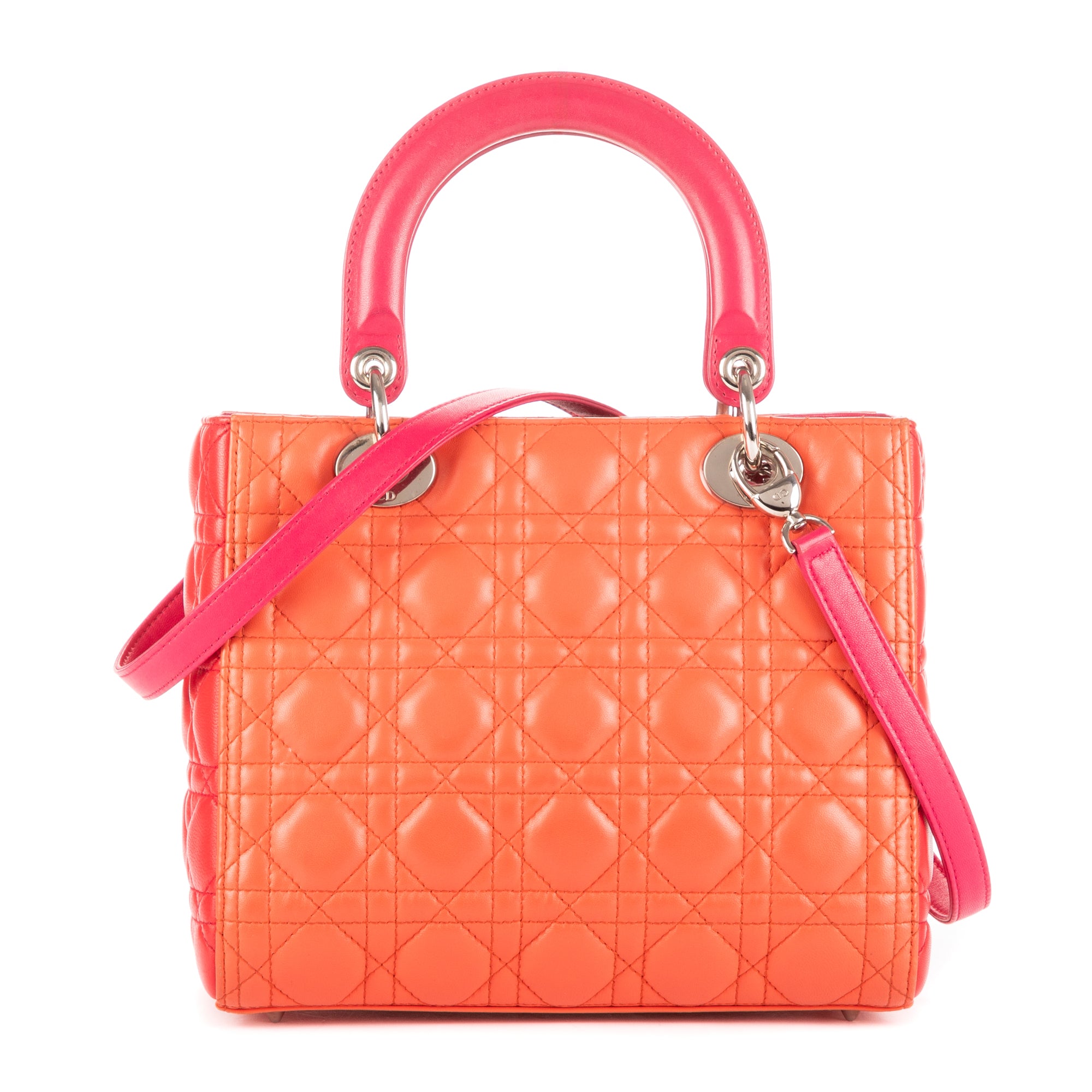 Dior - Lady Dior Medium à fermeture éclair - Orange/Rouge/Rose