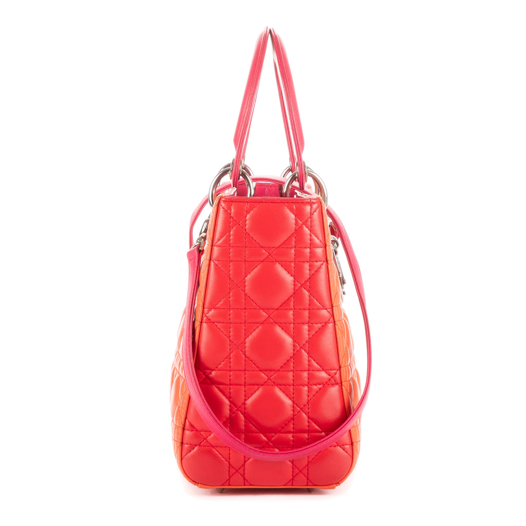Dior - Lady Dior Medium à fermeture éclair - Orange/Rouge/Rose