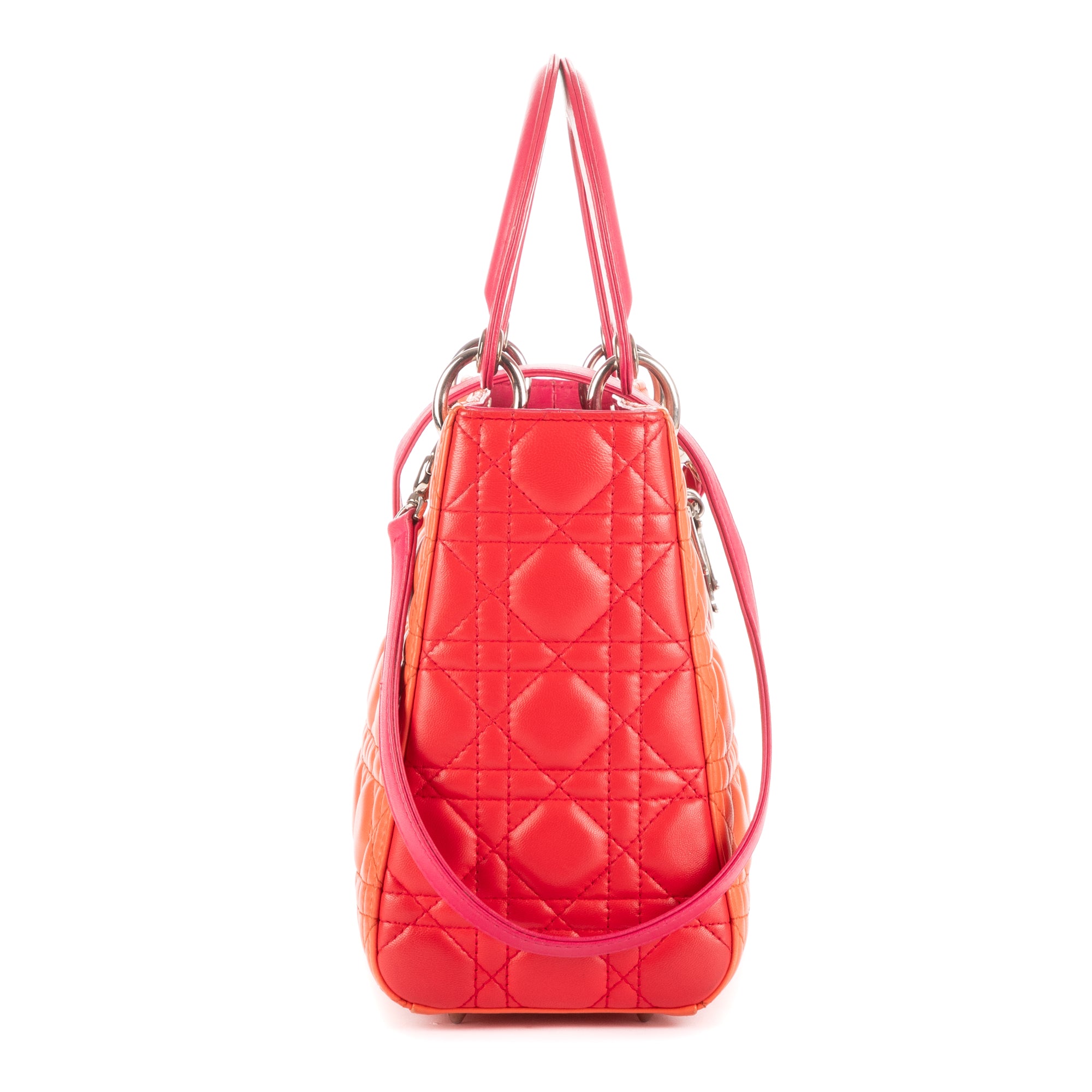 Dior - Lady Dior Medium à fermeture éclair - Orange/Rouge/Rose