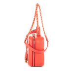 Shoulder Bag Square Top Handle Filigree Vanity Orange Caviar Leather