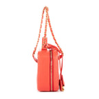 Shoulder Bag Square Top Handle Filigree Vanity Orange Caviar Leather