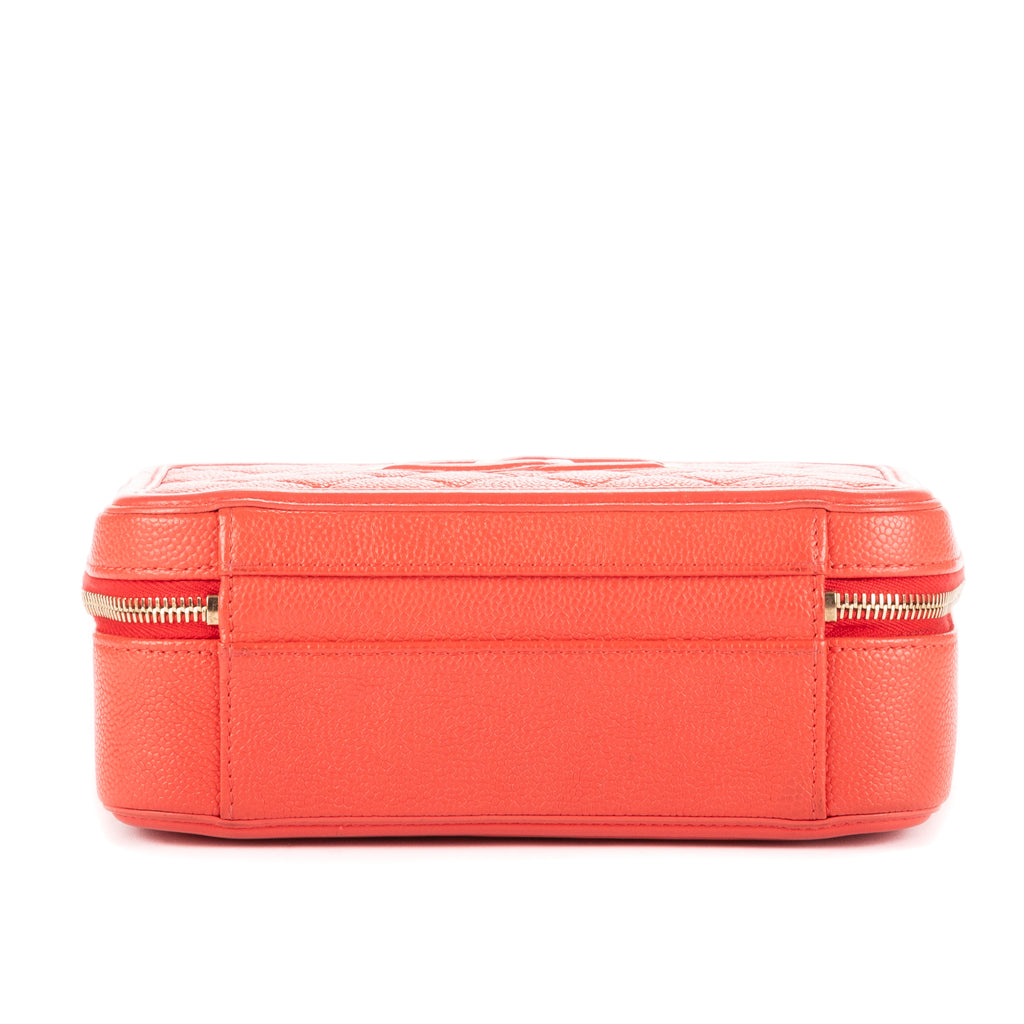 Shoulder Bag Square Top Handle Filigree Vanity Orange Caviar Leather