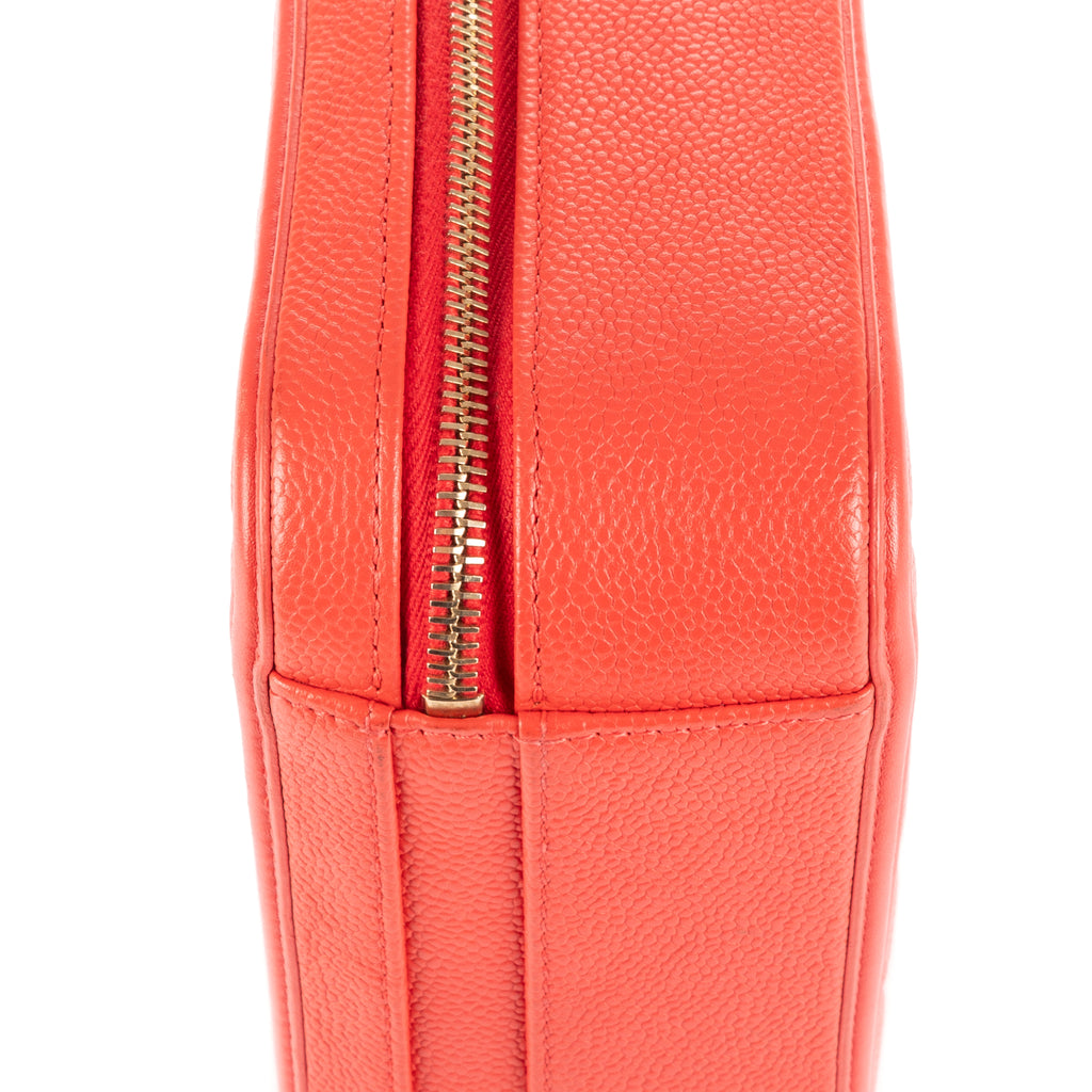 Shoulder Bag Square Top Handle Filigree Vanity Orange Caviar Leather