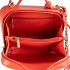 Shoulder Bag Square Top Handle Filigree Vanity Orange Caviar Leather