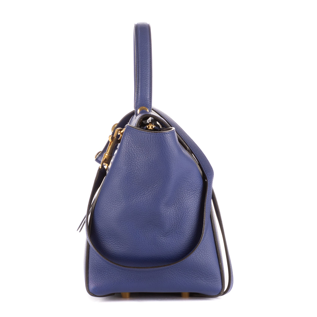 Sac à main mini ceinture en cuir de veau bleu