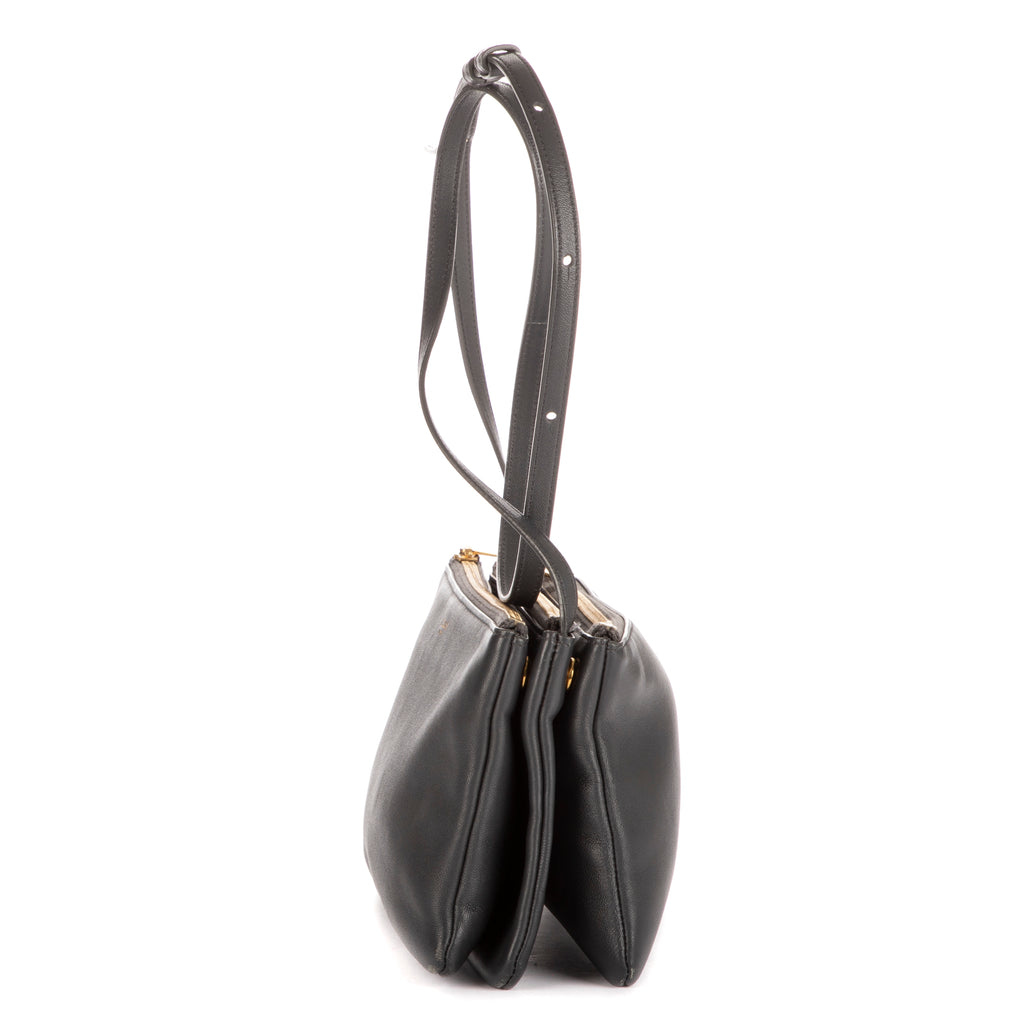 Bolso de hombro Trio pequeño de piel de becerro gris oscuro