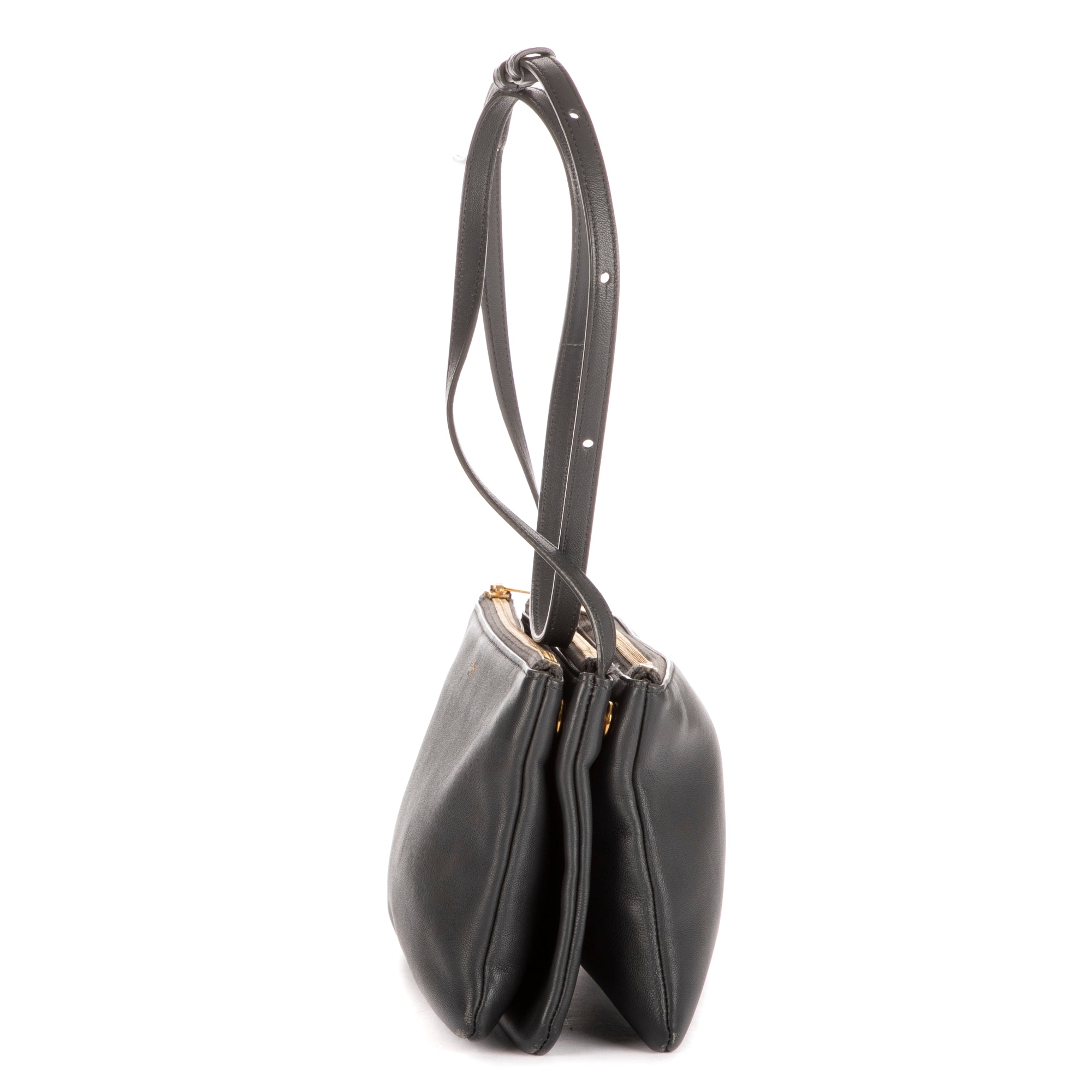 Bolso de hombro Trio pequeño de piel de becerro gris oscuro